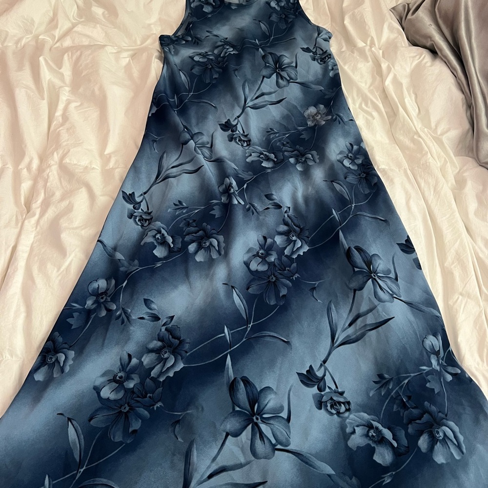 Elegant Floral Blue Dress